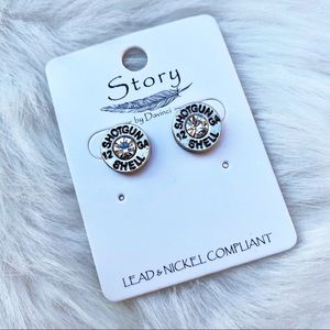Rhinestone Shotgun Shell Bullet Stud Earrings